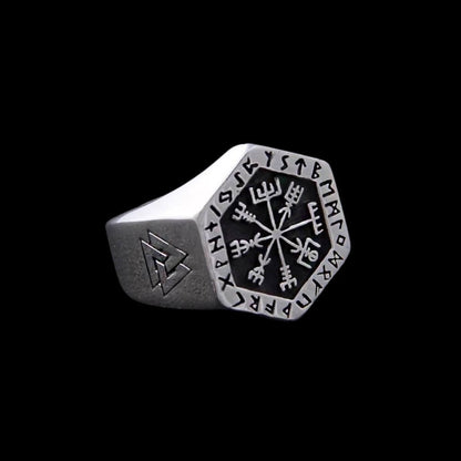 Bague Vegvisir avec Runes