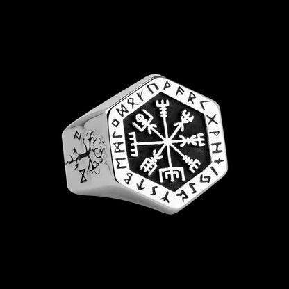 Bague Vegvisir avec Runes