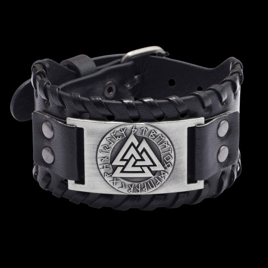 Bracelet Valknut en Cuir